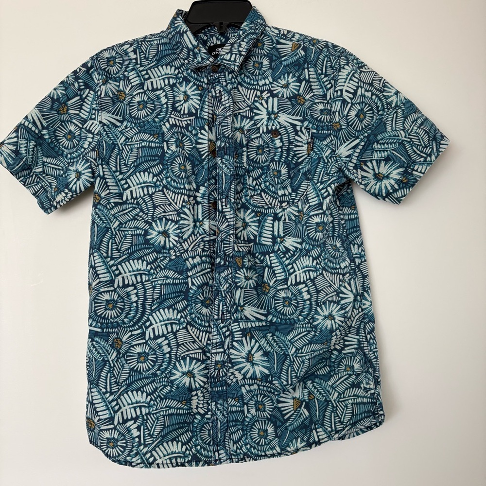 Men's O’Neill Blue Floral Short-Sleeve Button-Up Shirt